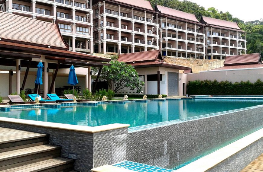 timeshare complex with a large swimming pool